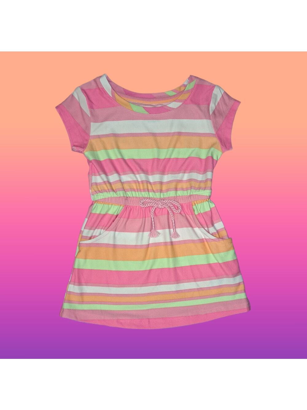 Toddler 18 Months Cinch Waist Summer Dress with Pocket Design